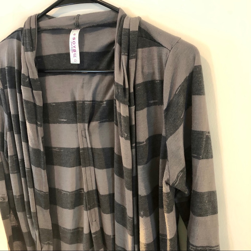 Soybu, gray, striped cardigan with hood